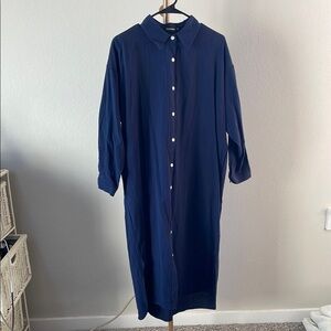 GGUHHU Modest Button Down NWOT Navy Kaftan Dress Woman’s Small